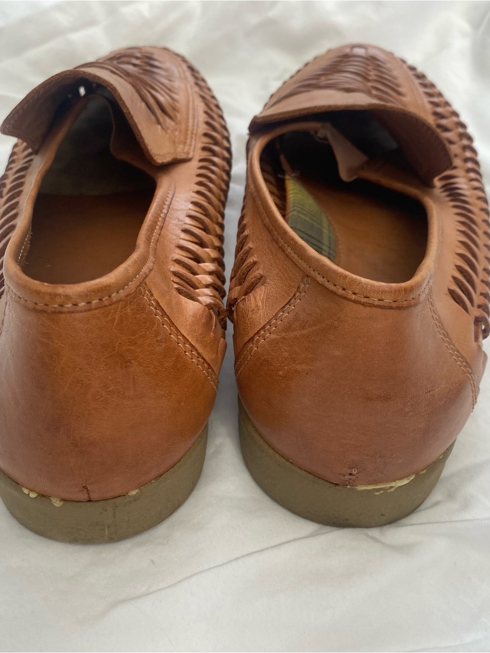 Men's Brown Woven Leather Slip-On Huarache Loafers - Picture 4 of 9